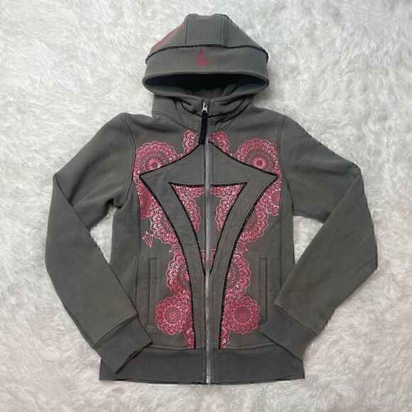 Ivivva Girls Size 10 Gray Pink Full Zip Scuba Hoodie SweatshirtâJacketâCoat - Picture 2 of 13